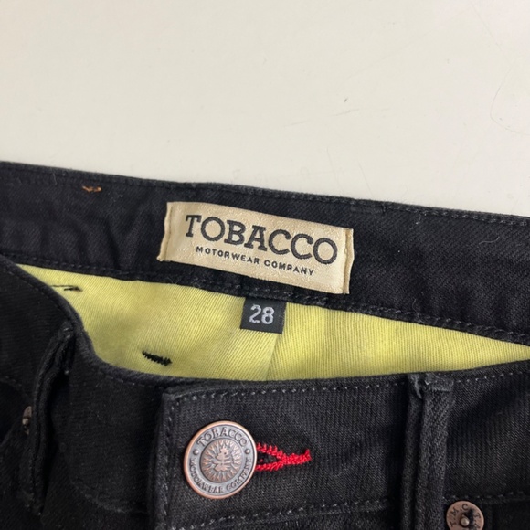 Tobacco Motorwear Co Black Denim Lined Straight Leg Cushioned Jeans Mens 28 x 32 - Picture 5 of 12